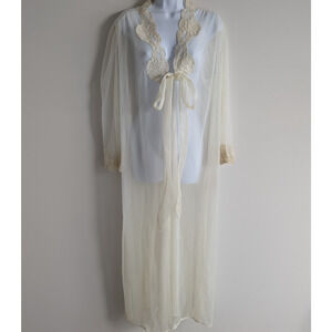 Victorias Secret Chiffon Robe Womens Large Vintage Gold Label Etherial Whimsical